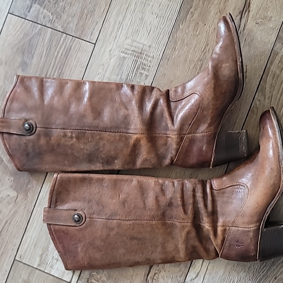 FRYE Jackie Womens Riding Boots Brown Leather Button Tall Western - Picture 2 of 10